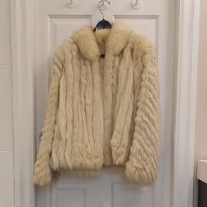 Vintage 80's Chic Cream Fur Coat, Silver Fox.